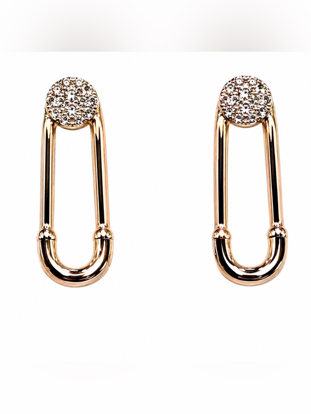 14k Solid Rose | Yellow | White Gold x Pavé Diamond Safety Pin Stud Earrings